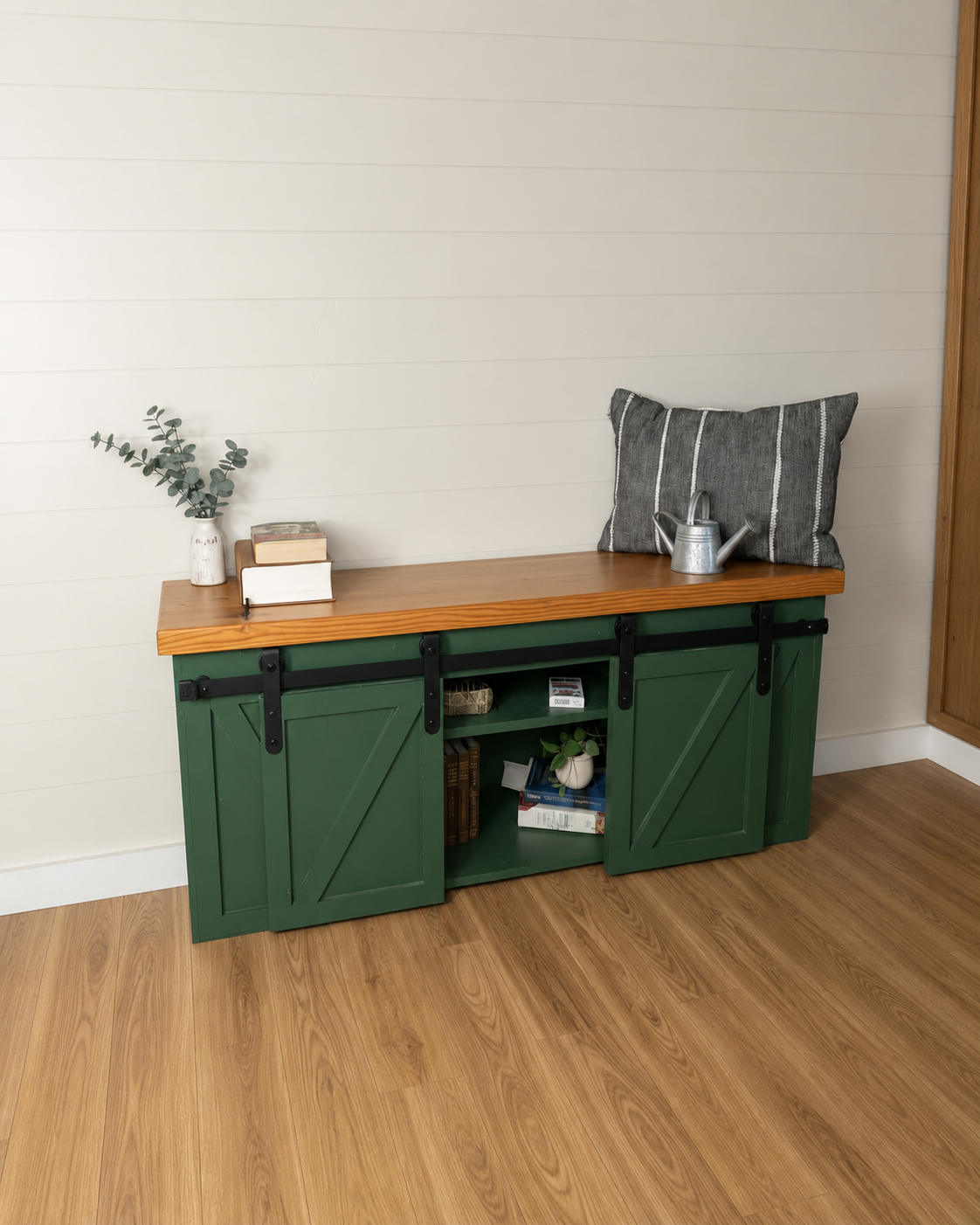 Barn Door Shoe Bench